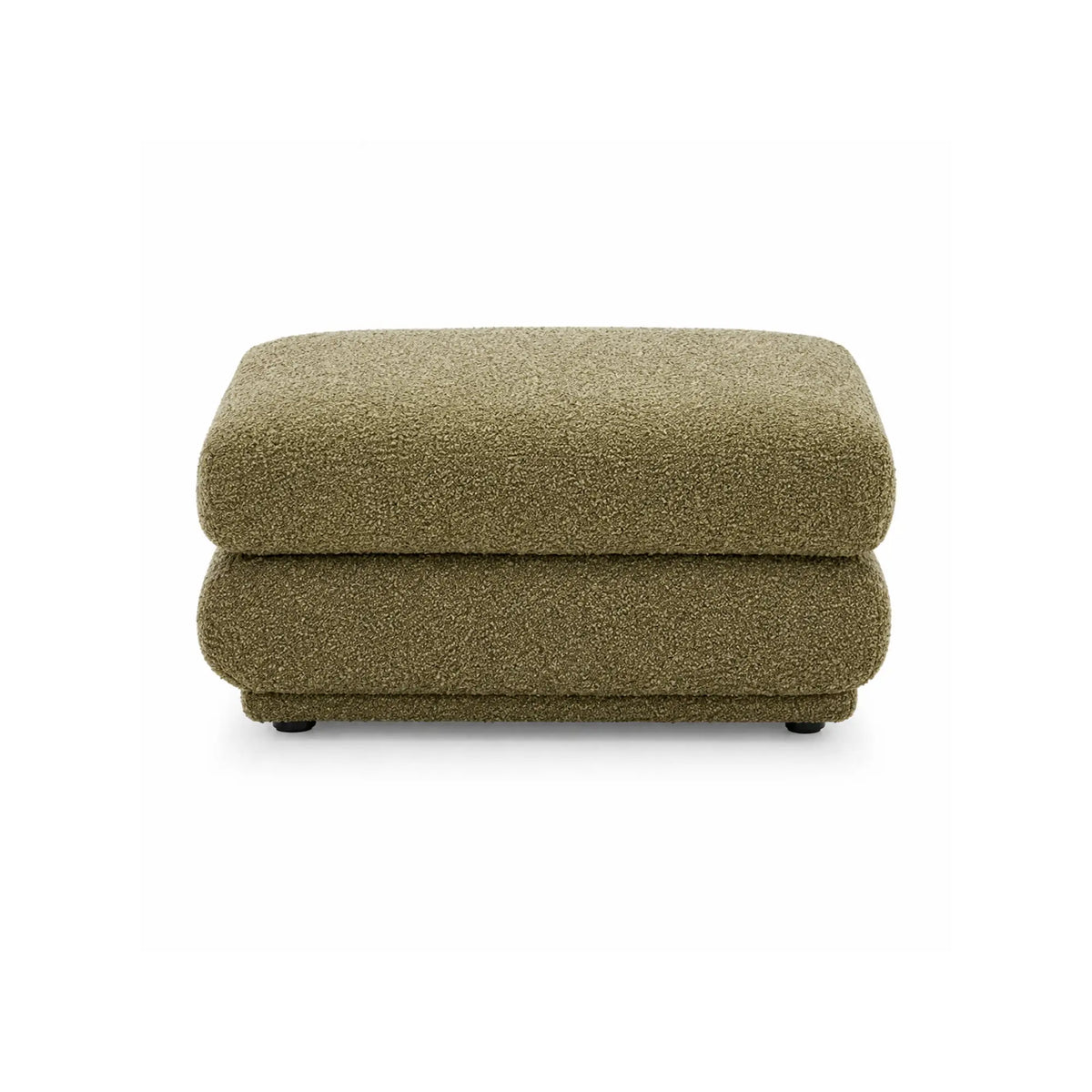 LIVARA Oversized Upholstered Ottoman Footstool with Soft Textured Fabric, High Density Foam & Rounded Design, 93cm Modern Lounge Footrest - Olive Green