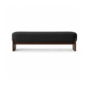 LIVARA 100/120cm Solid Pine Wood Upholstered Bench with Cotton Linen Seat, 50D High Density Foam, End of Bed Bench - Black