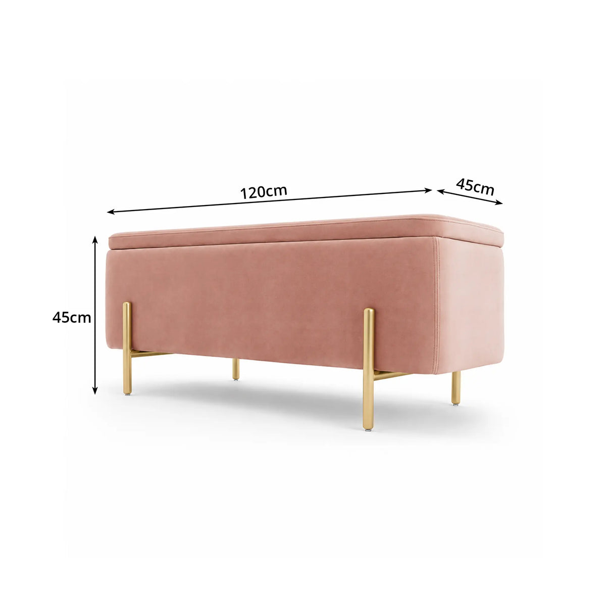 LIVARA Velvet Storage Bench High Resilience Cushioning Flip Top Storage 90/120cm for Entryway Bed End Walk In Closet - Pink