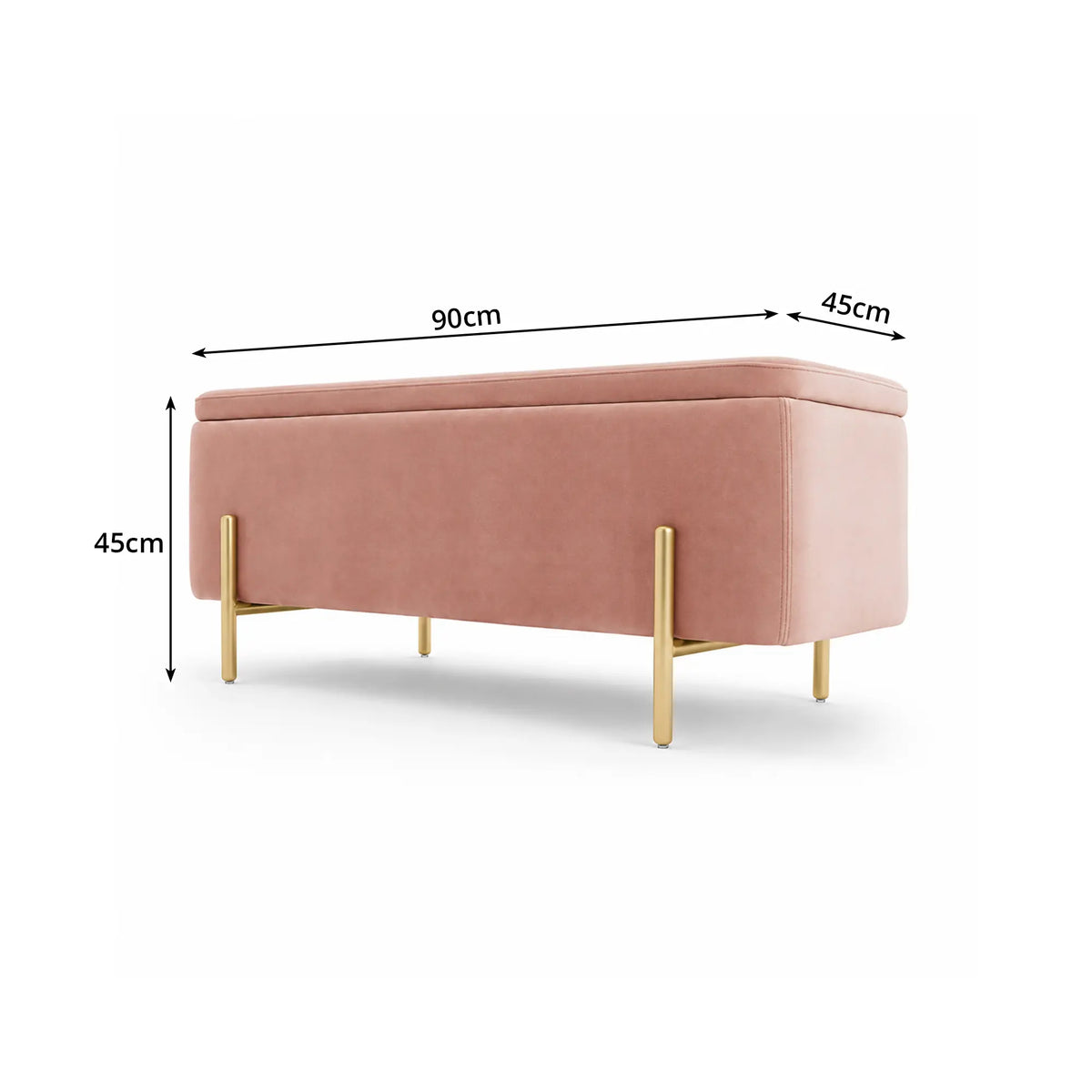 LIVARA Velvet Storage Bench High Resilience Cushioning Flip Top Storage 90/120cm for Entryway Bed End Walk In Closet - Pink