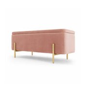 LIVARA Velvet Storage Bench High Resilience Cushioning Flip Top Storage 90/120cm for Entryway Bed End Walk In Closet - Pink