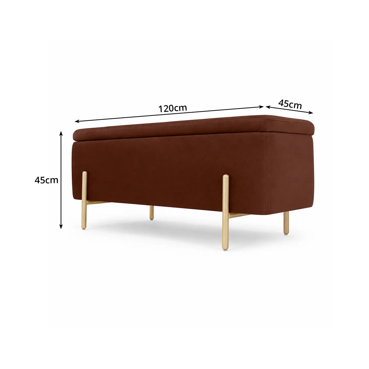 LIVARA Velvet Storage Bench High Resilience Cushioning Flip Top Storage 90/120cm for Entryway Bed End Walk In Closet - Brown