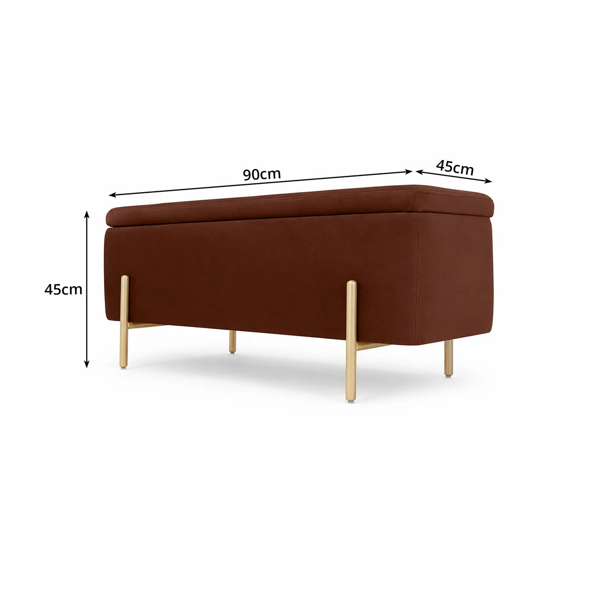 LIVARA Velvet Storage Bench High Resilience Cushioning Flip Top Storage 90/120cm for Entryway Bed End Walk In Closet - Brown