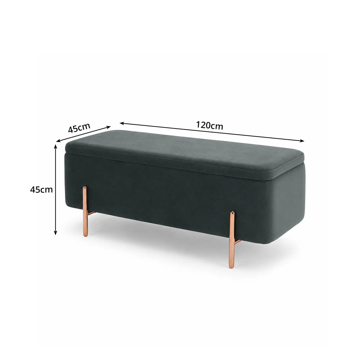 LIVARA Velvet Storage Bench High Resilience Cushioning Flip Top Storage 90/120cm for Entryway Bed End Walk In Closet - Grey