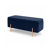 LIVARA Velvet Storage Bench High Resilience Cushioning Flip Top Storage 90/120cm for Entryway Bed End Walk In Closet - Blue