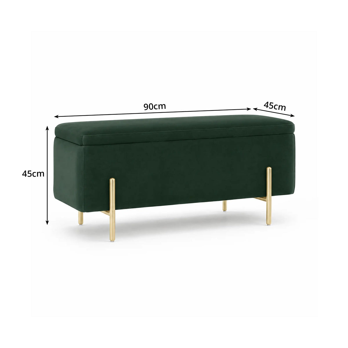 LIVARA Velvet Storage Bench High Resilience Cushioning Flip Top Storage 90/120cm for Entryway Bed End Walk In Closet - Green