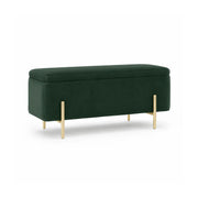 LIVARA Velvet Storage Bench High Resilience Cushioning Flip Top Storage 90/120cm for Entryway Bed End Walk In Closet - Green