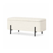 LIVARA Teddy Fleece Storage Bench High Resilience Cushioning Flip Top Storage 90/120cm for Entryway Bed End Walk In Closet - White