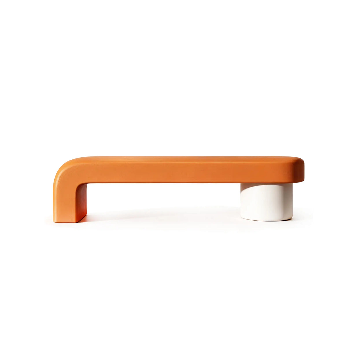 LIVARA Modern Upholstered Bench PU Leather Seat High Density Foam Sculptural Base 100/120cm for Entryway Bedroom Living Room - Orange & White