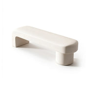 LIVARA Modern Upholstered Bench PU Leather Seat High Density Foam Sculptural Base 100/120cm for Entryway Bedroom Living Room - White