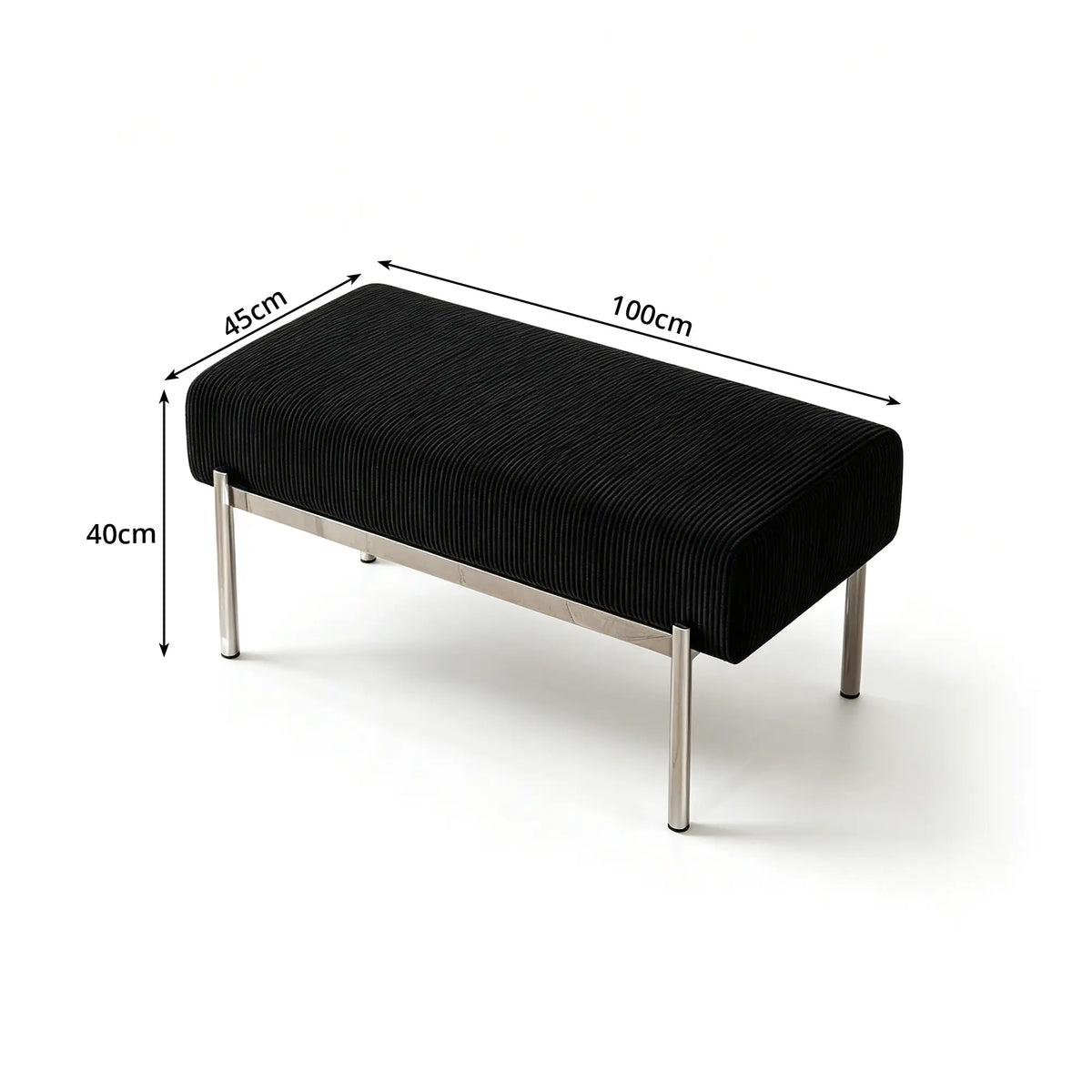 LIVARA Modern Upholstered Bench PU Leather Seat High Density Foam Curved Base for Entryway Bedroom Living Room - Black