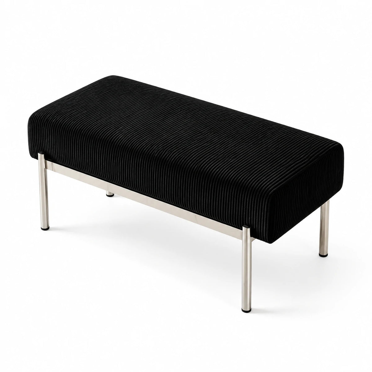 LIVARA Modern Upholstered Bench PU Leather Seat High Density Foam Curved Base for Entryway Bedroom Living Room - Black