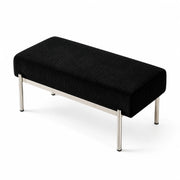 LIVARA Modern Upholstered Bench PU Leather Seat High Density Foam Curved Base for Entryway Bedroom Living Room - Black