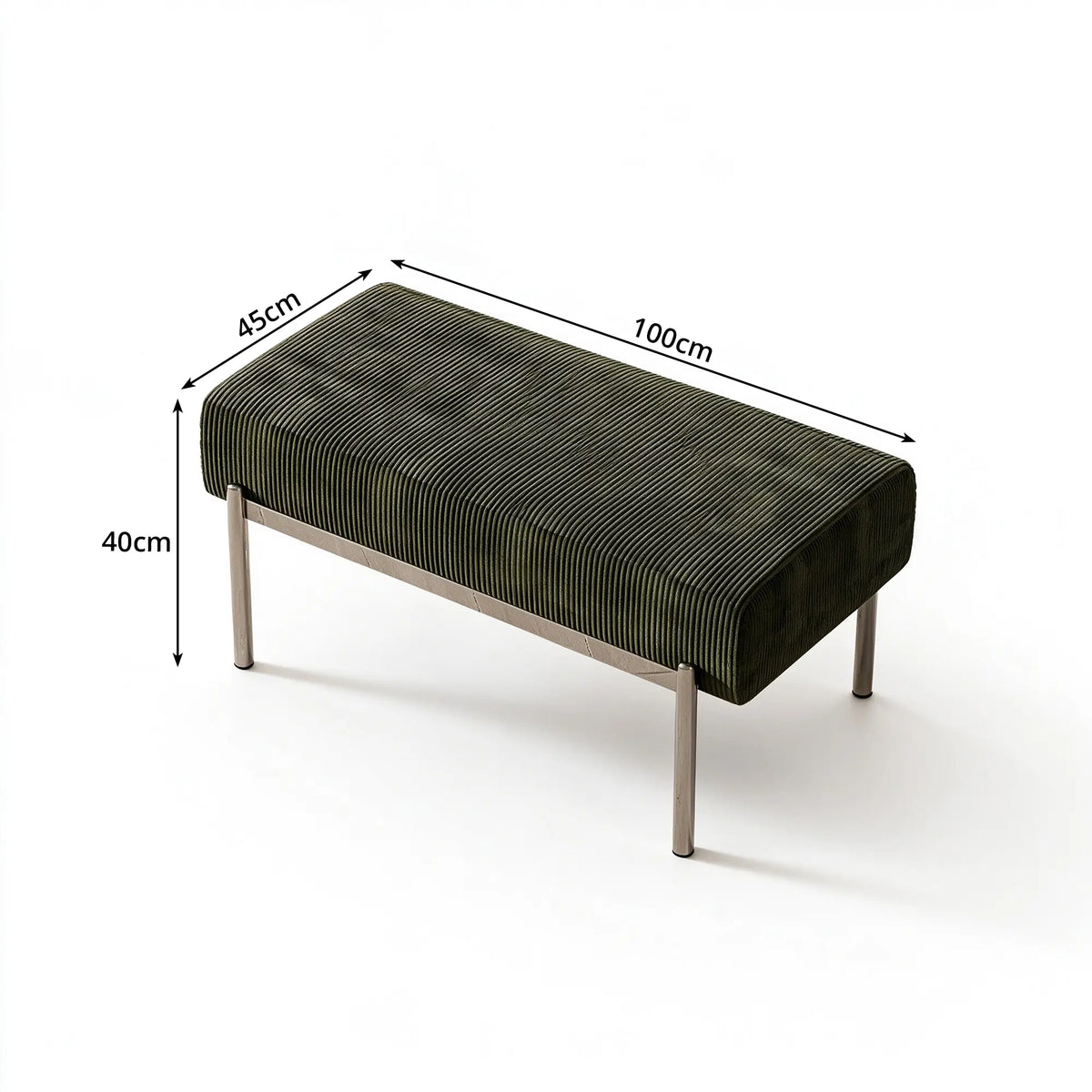 LIVARA Modern Upholstered Bench PU Leather Seat High Density Foam Curved Base for Entryway Bedroom Living Room - Green