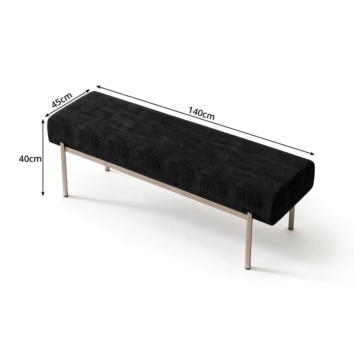 LIVARA Contemporary Accent Bench Sculptural Curved Design Contrasting Base Comfortable Padded Seat for Bedroom Bed End Reception Area - Black