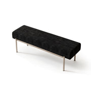 LIVARA Contemporary Accent Bench Sculptural Curved Design Contrasting Base Comfortable Padded Seat for Bedroom Bed End Reception Area - Black