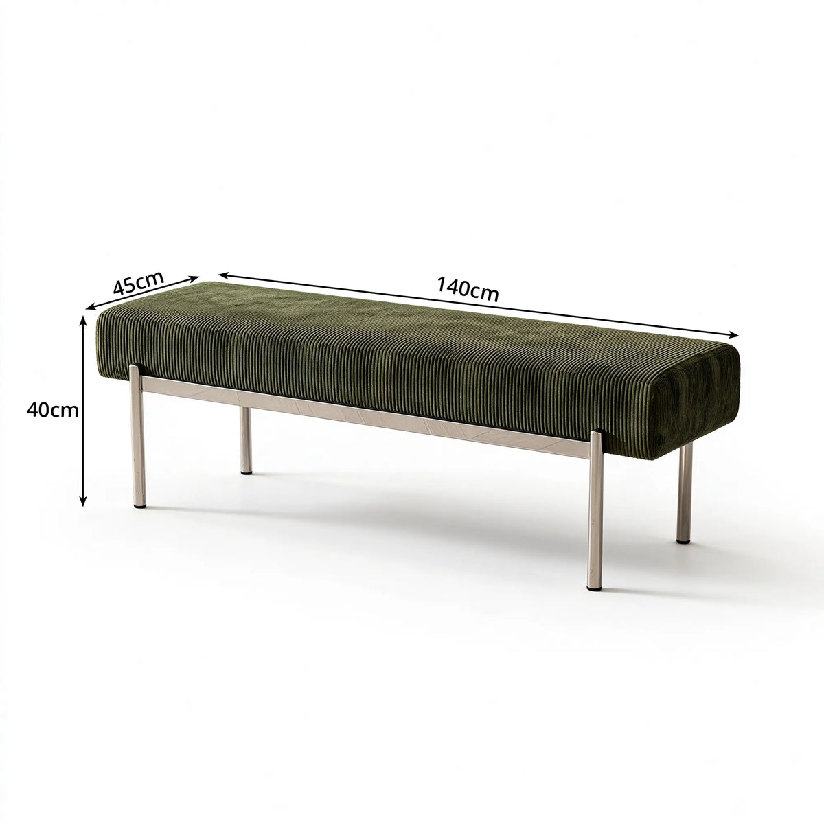 LIVARA Contemporary Accent Bench Sculptural Curved Design Contrasting Base Comfortable Padded Seat for Bedroom Bed End Reception Area - Green