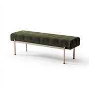 LIVARA Contemporary Accent Bench Sculptural Curved Design Contrasting Base Comfortable Padded Seat for Bedroom Bed End Reception Area - Green