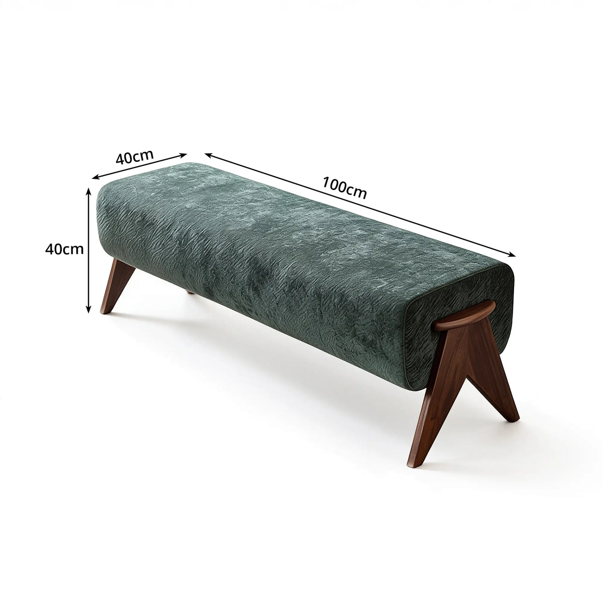 LIVARA Chenille Upholstered Bench High Resilience Cushion Solid Wood Legs 100/140cm for Bedroom Entryway Living Room - Green