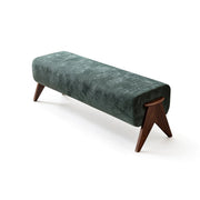 LIVARA Chenille Upholstered Bench High Resilience Cushion Solid Wood Legs 100/140cm for Bedroom Entryway Living Room - Green