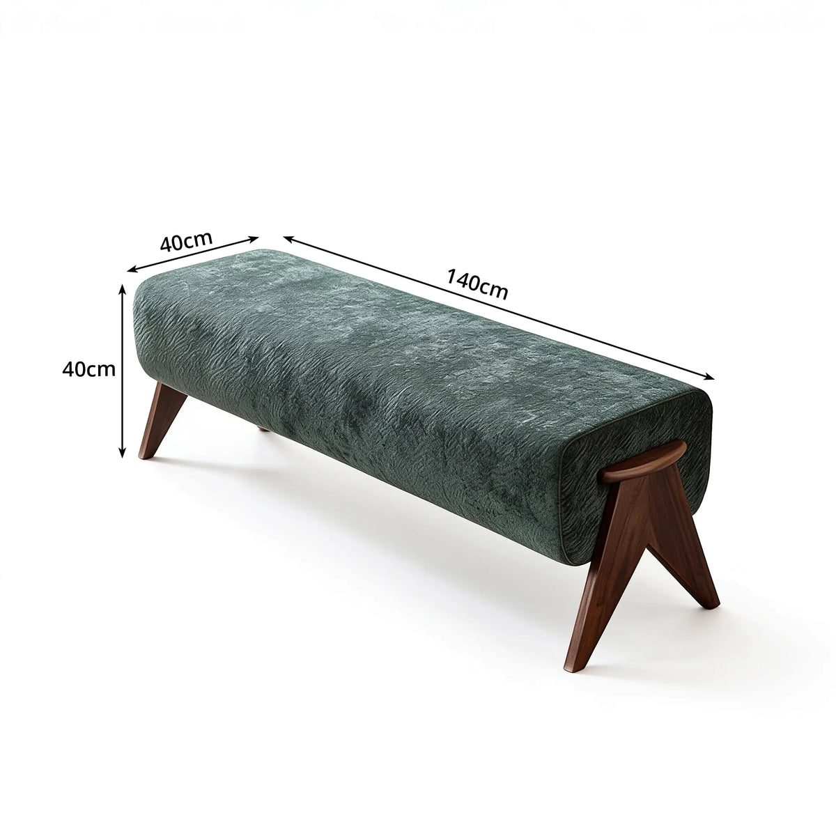 LIVARA Chenille Upholstered Bench High Resilience Cushion Solid Wood Legs 100/140cm for Bedroom Entryway Living Room - Green