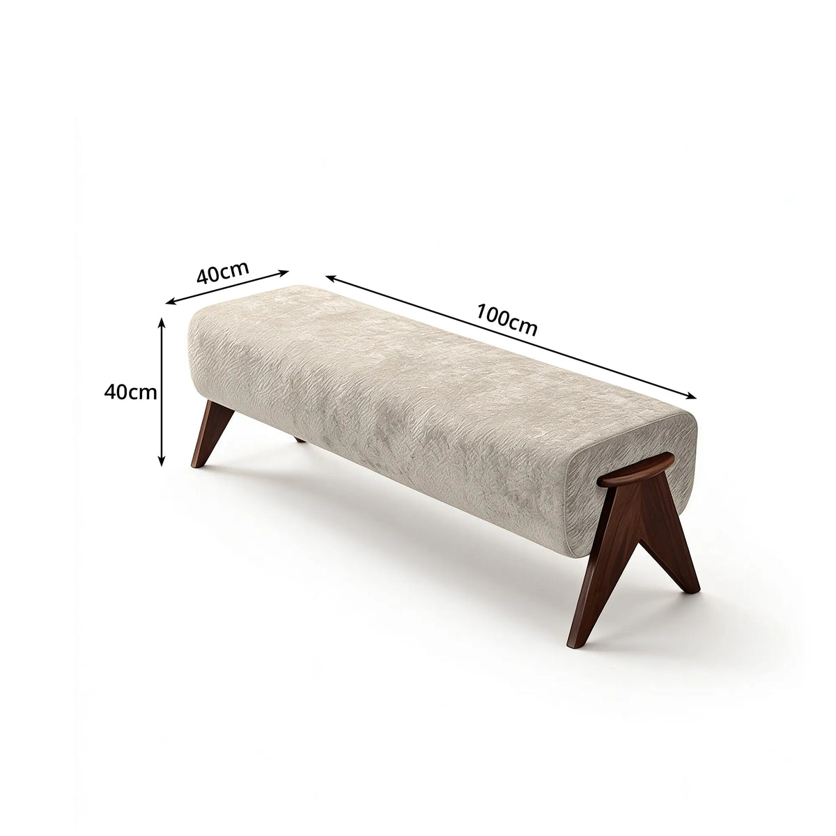 LIVARA Chenille Upholstered Bench High Resilience Cushion Solid Wood Legs 100/140cm for Bedroom Entryway Living Room - Grey