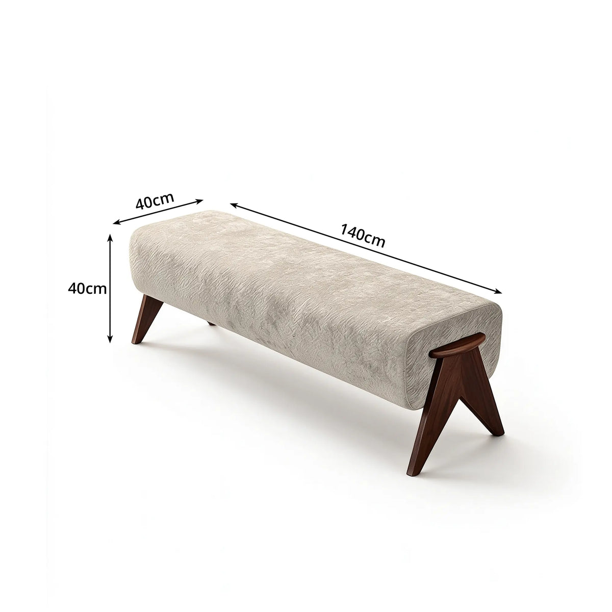 LIVARA Chenille Upholstered Bench High Resilience Cushion Solid Wood Legs 100/140cm for Bedroom Entryway Living Room - Grey