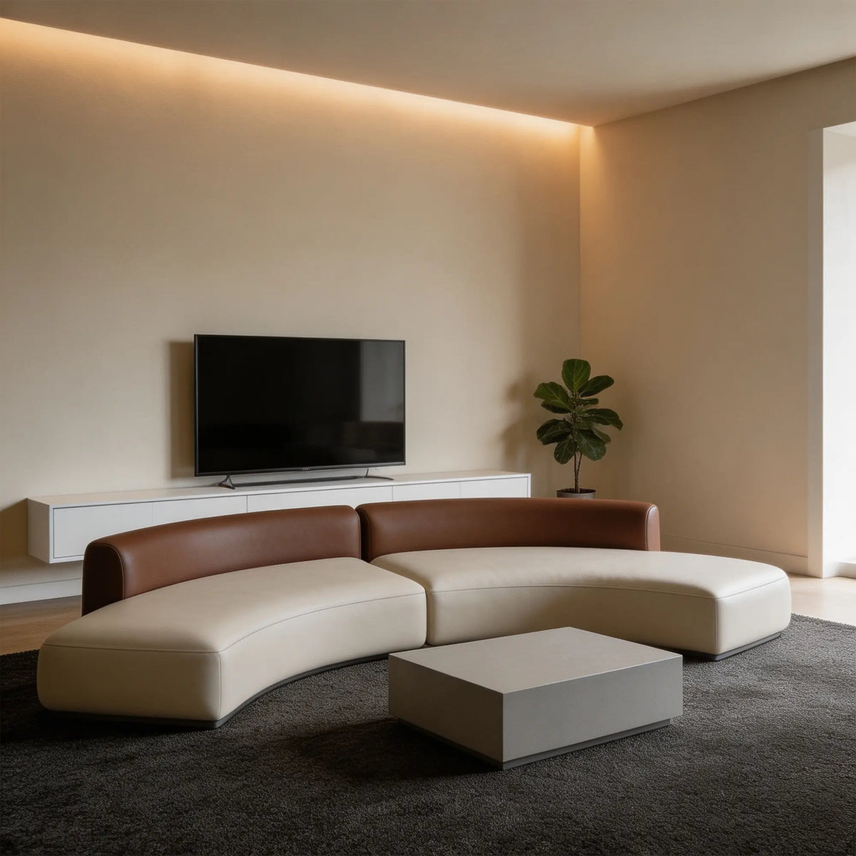 LIVARA Curved Modular Sofa Wraparound Backrest High Resilience Cushioning for Living Room Hotel Lobby Reception Area
