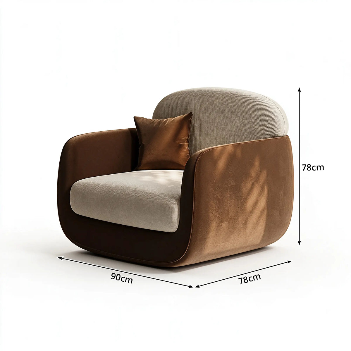 LIVARA Modern Lounge Armchair Dual Texture Upholstery High Rebound Cushioning Solid Wood Frame for Living Room Bedroom Reading Corner - Brown