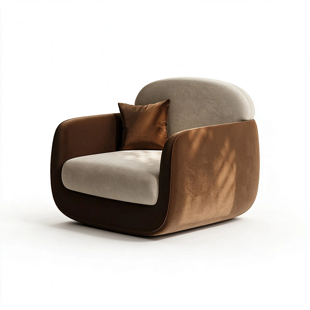 LIVARA Modern Lounge Armchair Dual Texture Upholstery High Rebound Cushioning Solid Wood Frame for Living Room Bedroom Reading Corner - Brown
