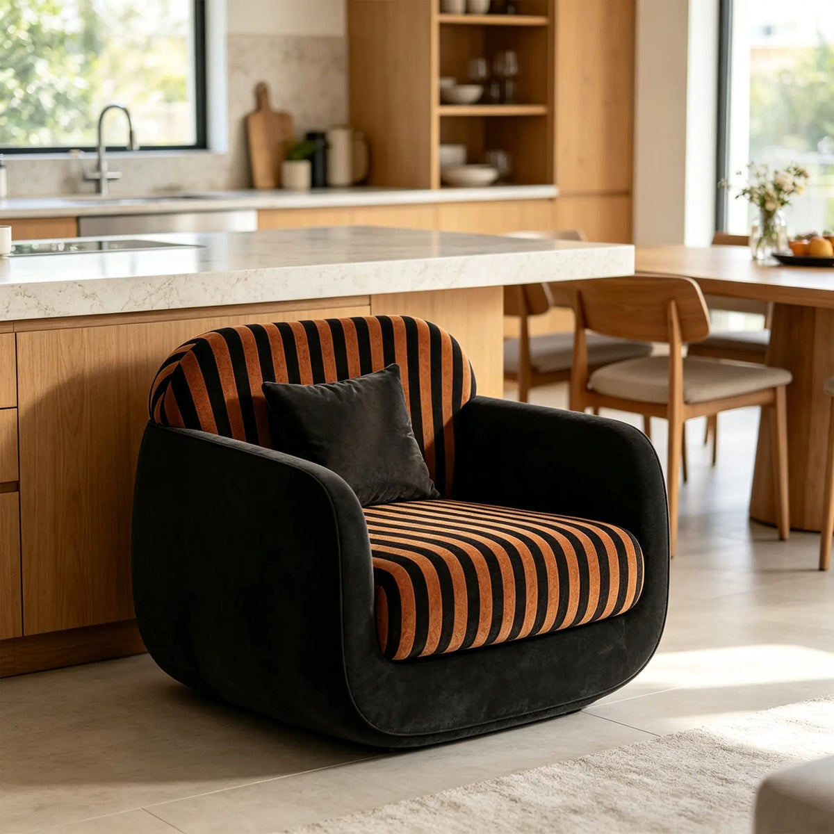 LIVARA Modern Lounge Armchair Dual Texture Upholstery High Rebound Cushioning Solid Wood Frame for Living Room Bedroom Reading Corner - Black