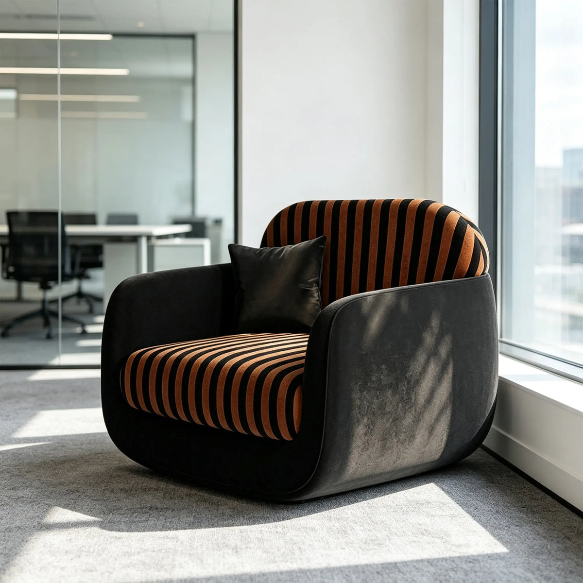 LIVARA Modern Lounge Armchair Dual Texture Upholstery High Rebound Cushioning Solid Wood Frame for Living Room Bedroom Reading Corner - Black