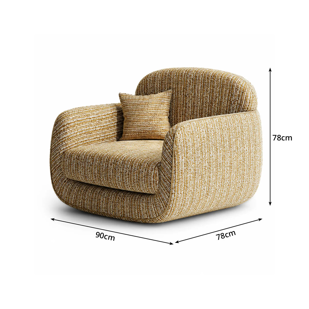 LIVARA Contemporary Accent Chair Curved High Backrest Corduroy Velvet Upholstery Ergonomic Support for Living Room Bedroom Lounge - Brown