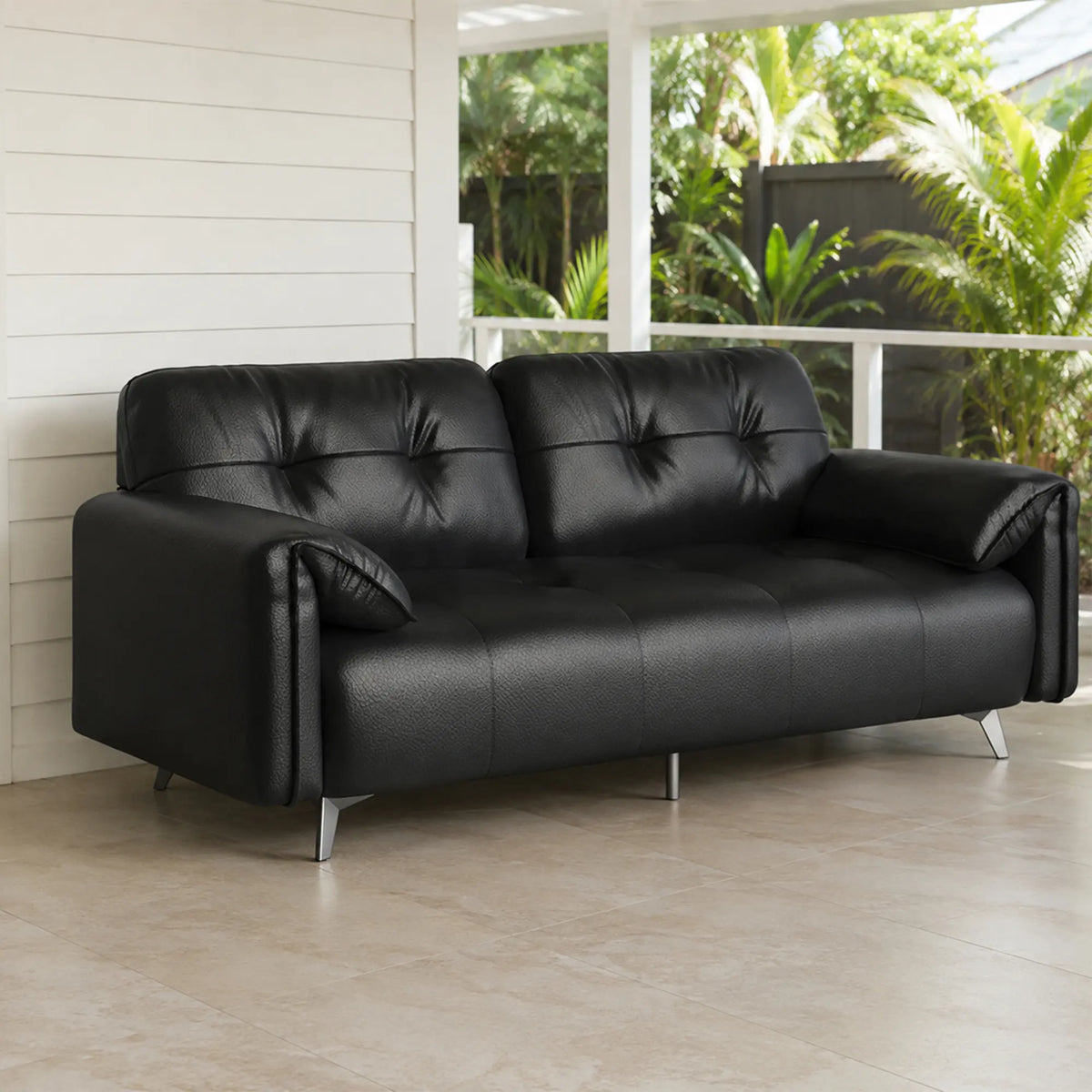 LIVARA Modern Sofa Scratch Resistant Upholstery Spring Seat High Resilience Foam 150/170cm for Living Room Apartment Lounge - Black