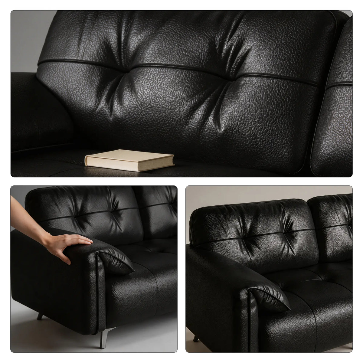 LIVARA Modern Sofa Scratch Resistant Upholstery Spring Seat High Resilience Foam 150/170cm for Living Room Apartment Lounge - Black