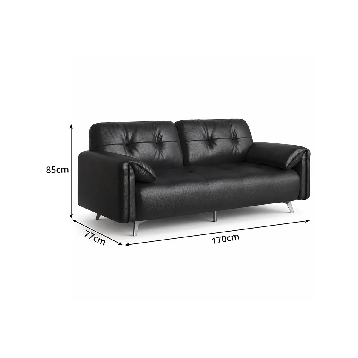 LIVARA Modern Sofa Scratch Resistant Upholstery Spring Seat High Resilience Foam 150/170cm for Living Room Apartment Lounge - Black