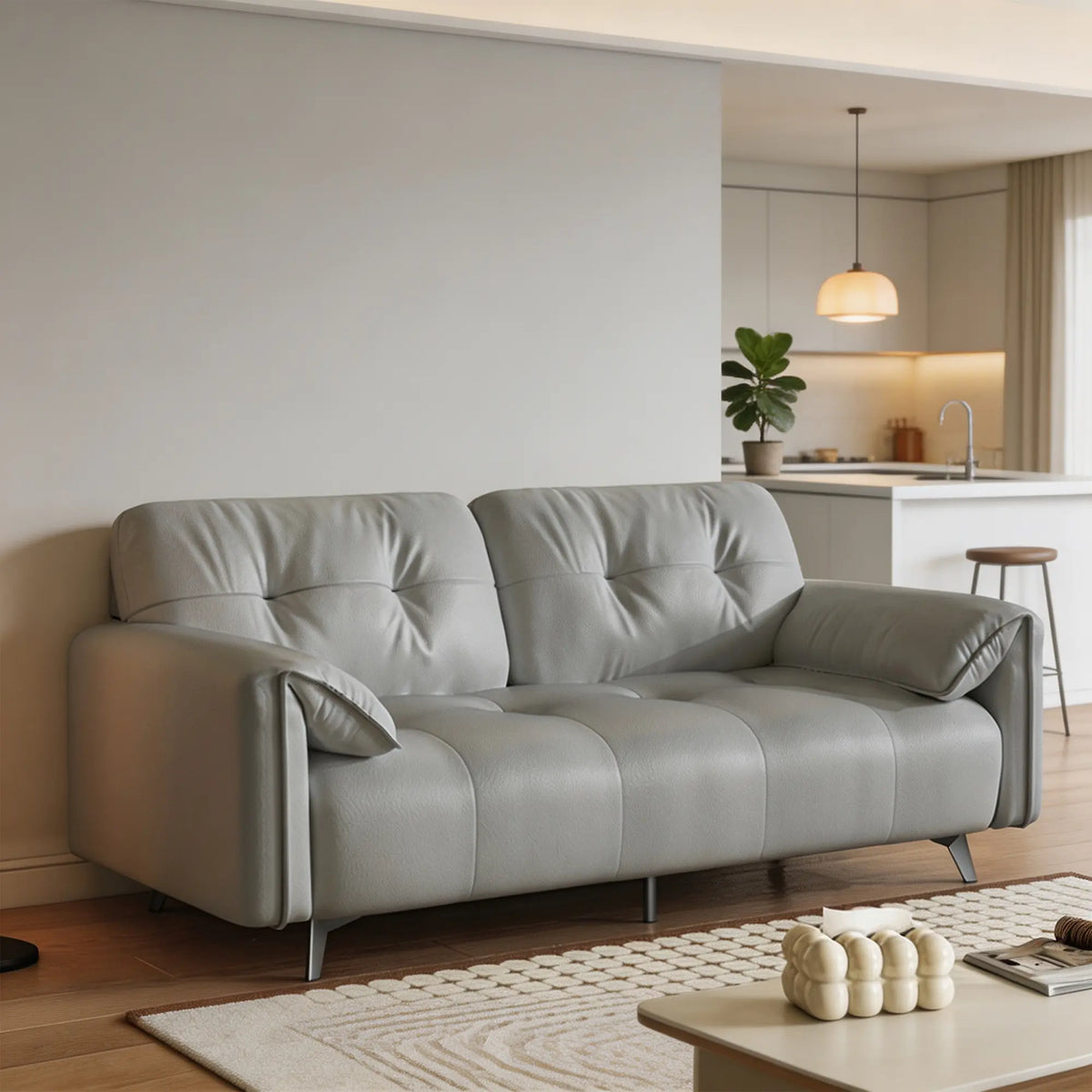 LIVARA Modern Sofa Scratch Resistant Upholstery Spring Seat High Resilience Foam 150/170cm for Living Room Apartment Lounge - Grey