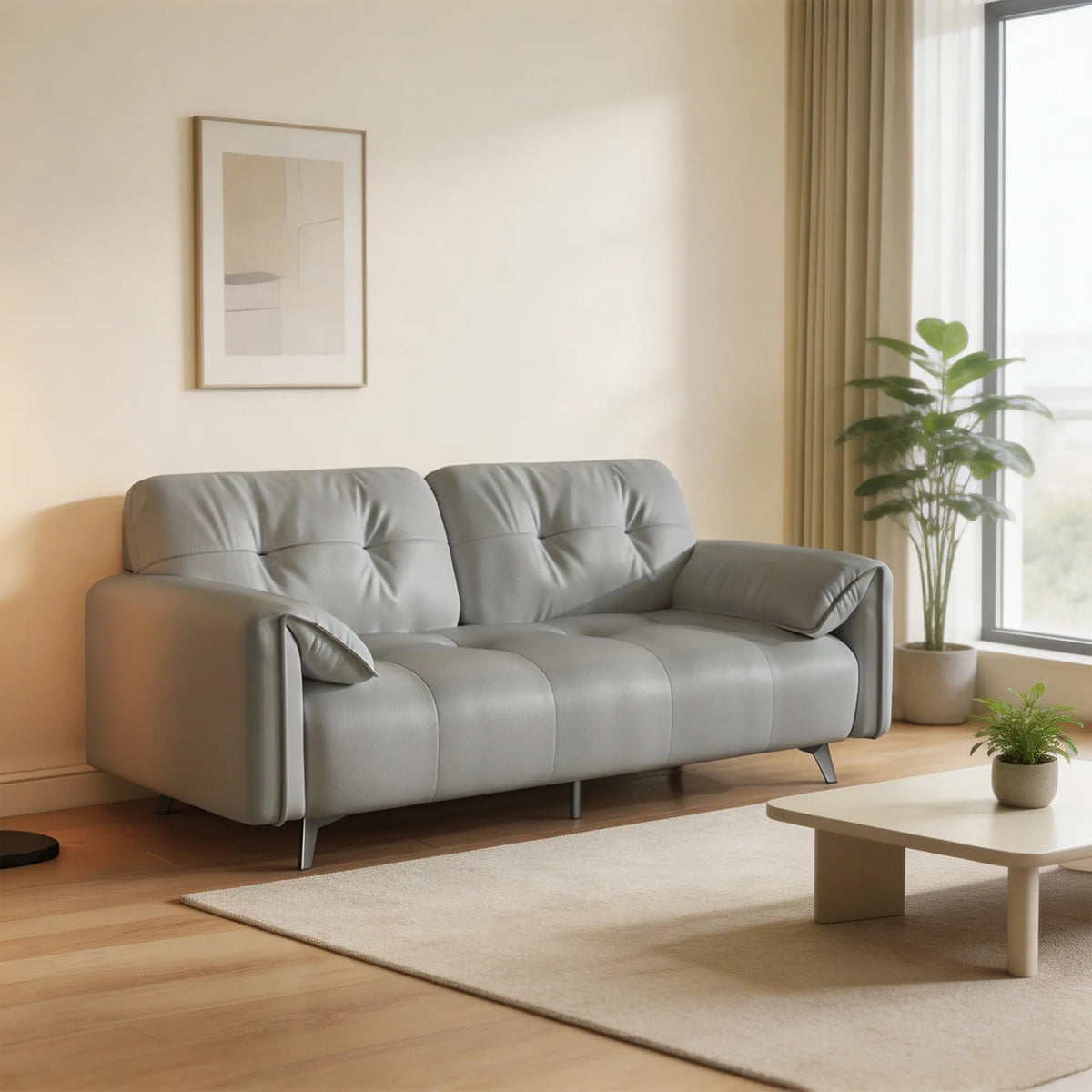 LIVARA Modern Sofa Scratch Resistant Upholstery Spring Seat High Resilience Foam 150/170cm for Living Room Apartment Lounge - Grey