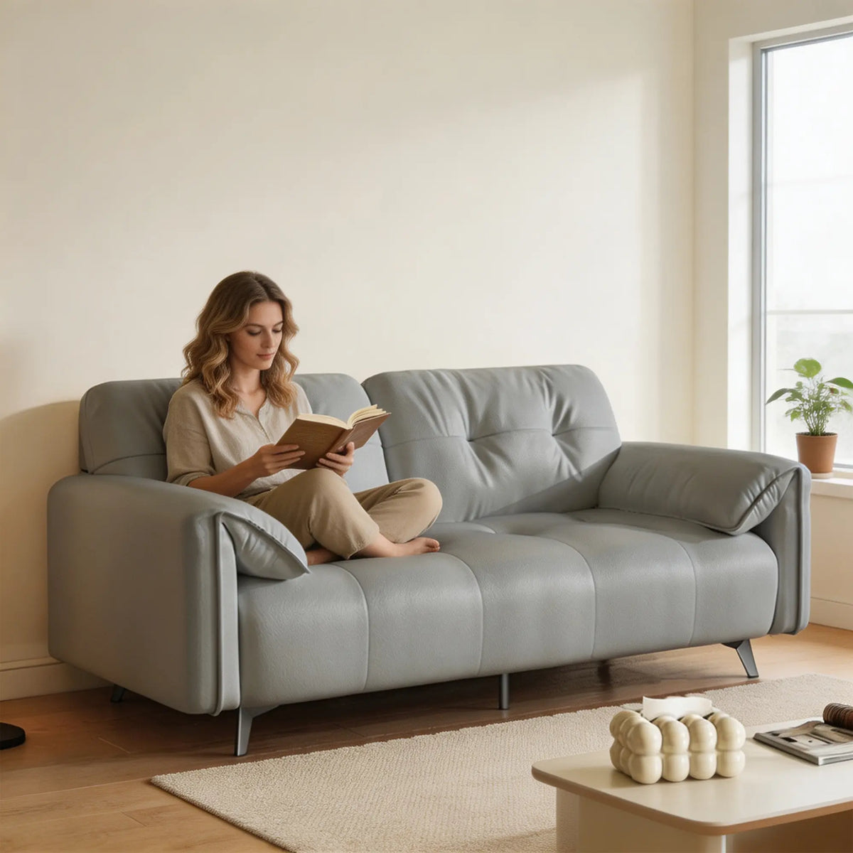 LIVARA Modern Sofa Scratch Resistant Upholstery Spring Seat High Resilience Foam 150/170cm for Living Room Apartment Lounge - Grey