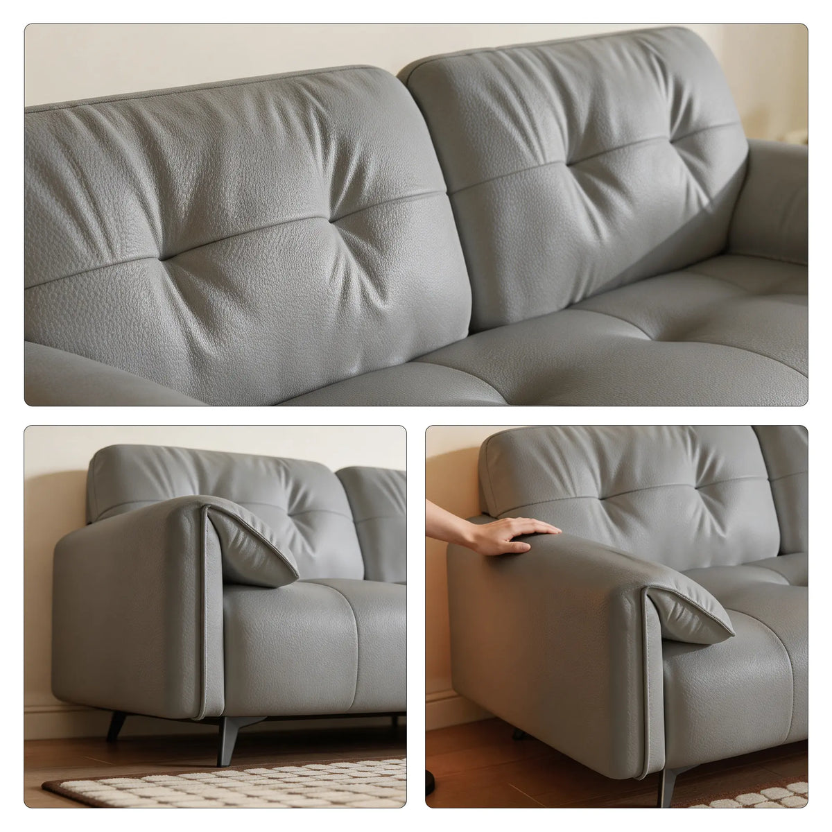 LIVARA Modern Sofa Scratch Resistant Upholstery Spring Seat High Resilience Foam 150/170cm for Living Room Apartment Lounge - Grey