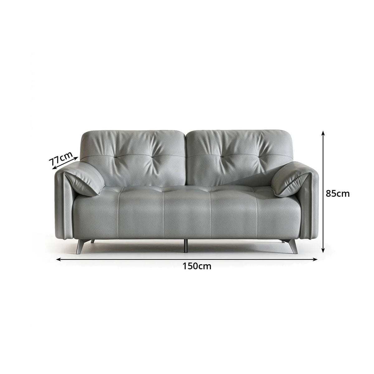 LIVARA Modern Sofa Scratch Resistant Upholstery Spring Seat High Resilience Foam 150/170cm for Living Room Apartment Lounge - Grey