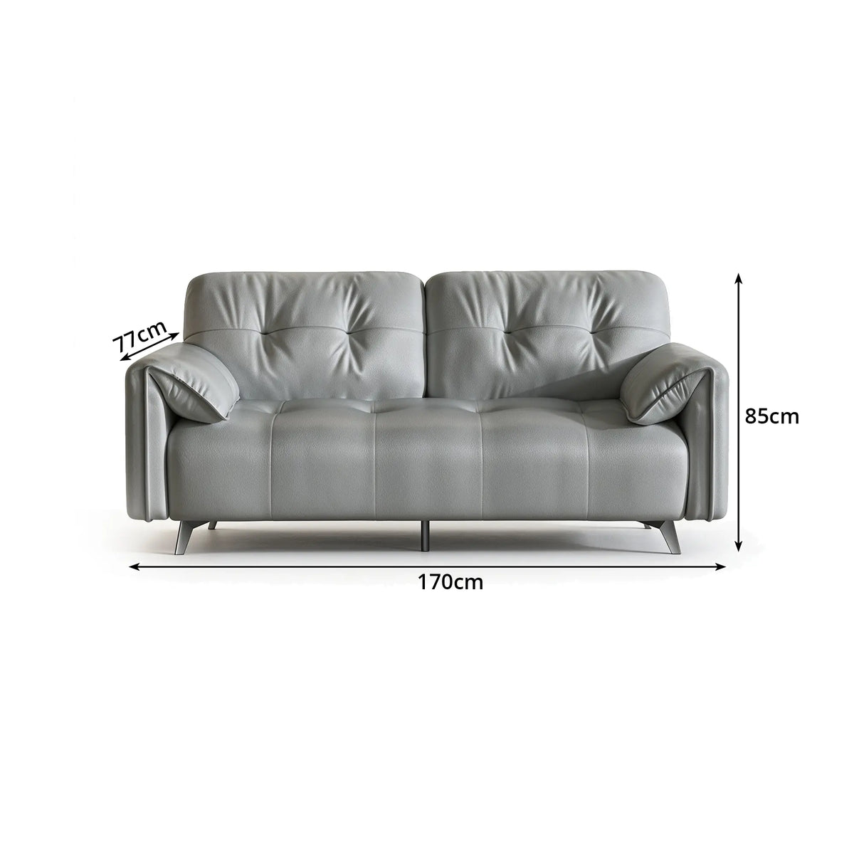 LIVARA Modern Sofa Scratch Resistant Upholstery Spring Seat High Resilience Foam 150/170cm for Living Room Apartment Lounge - Grey