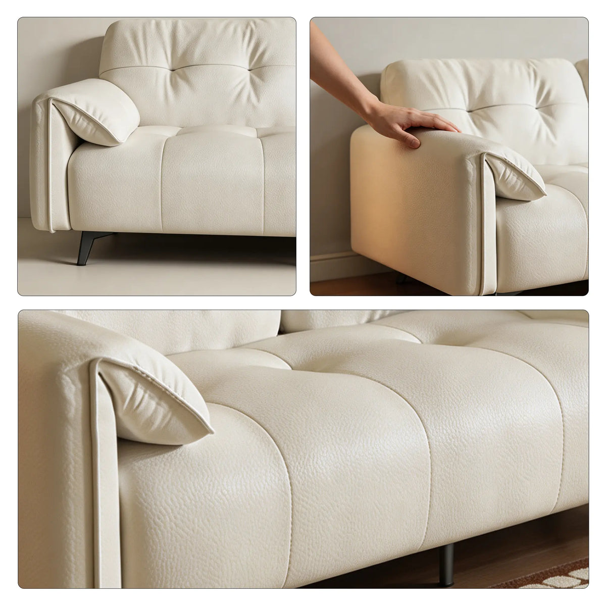 LIVARA Modern Sofa Scratch Resistant Upholstery Spring Seat High Resilience Foam 150/170cm for Living Room Apartment Lounge - White