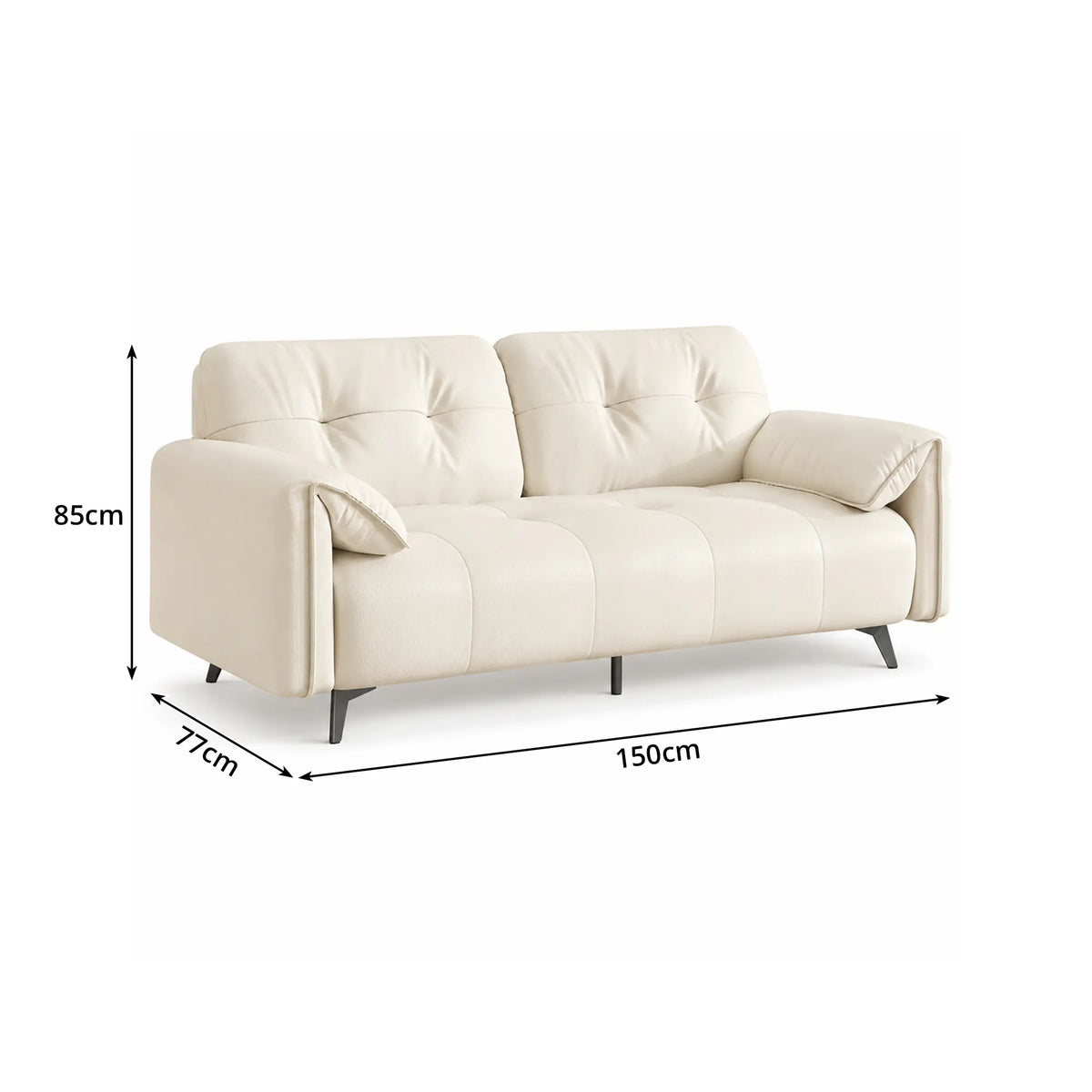 LIVARA Modern Sofa Scratch Resistant Upholstery Spring Seat High Resilience Foam 150/170cm for Living Room Apartment Lounge - White