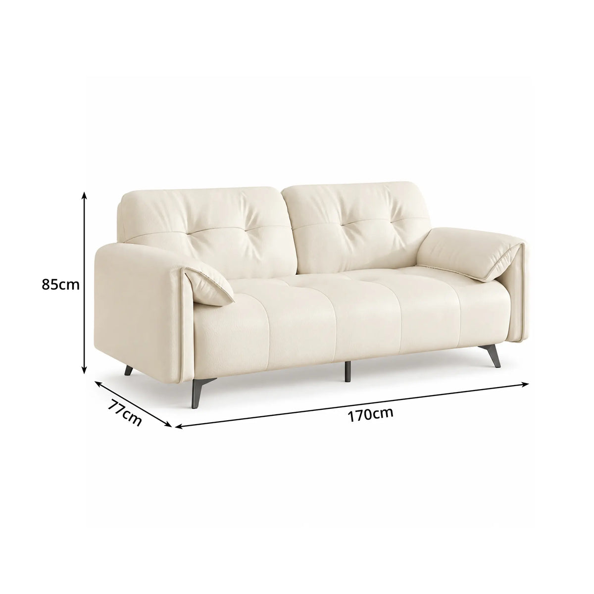 LIVARA Modern Sofa Scratch Resistant Upholstery Spring Seat High Resilience Foam 150/170cm for Living Room Apartment Lounge - White
