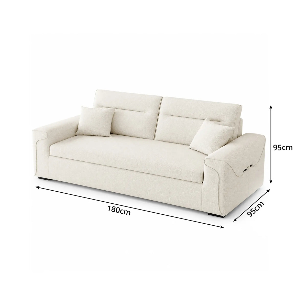LIVARA Modern Fabric Sofa Cotton Linen Upholstery Latex Cushioning Solid Wood Frame 180/200cm for Living Room Apartment - White