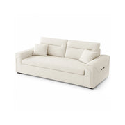 LIVARA Modern Fabric Sofa Cotton Linen Upholstery Latex Cushioning Solid Wood Frame 180/200cm for Living Room Apartment - White