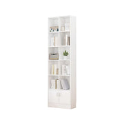 LIVARA Nordic Maple Bookcase 60/70cm - Multi-Tier Storage Cabinet with Doors & Back Panel for Living Room - White