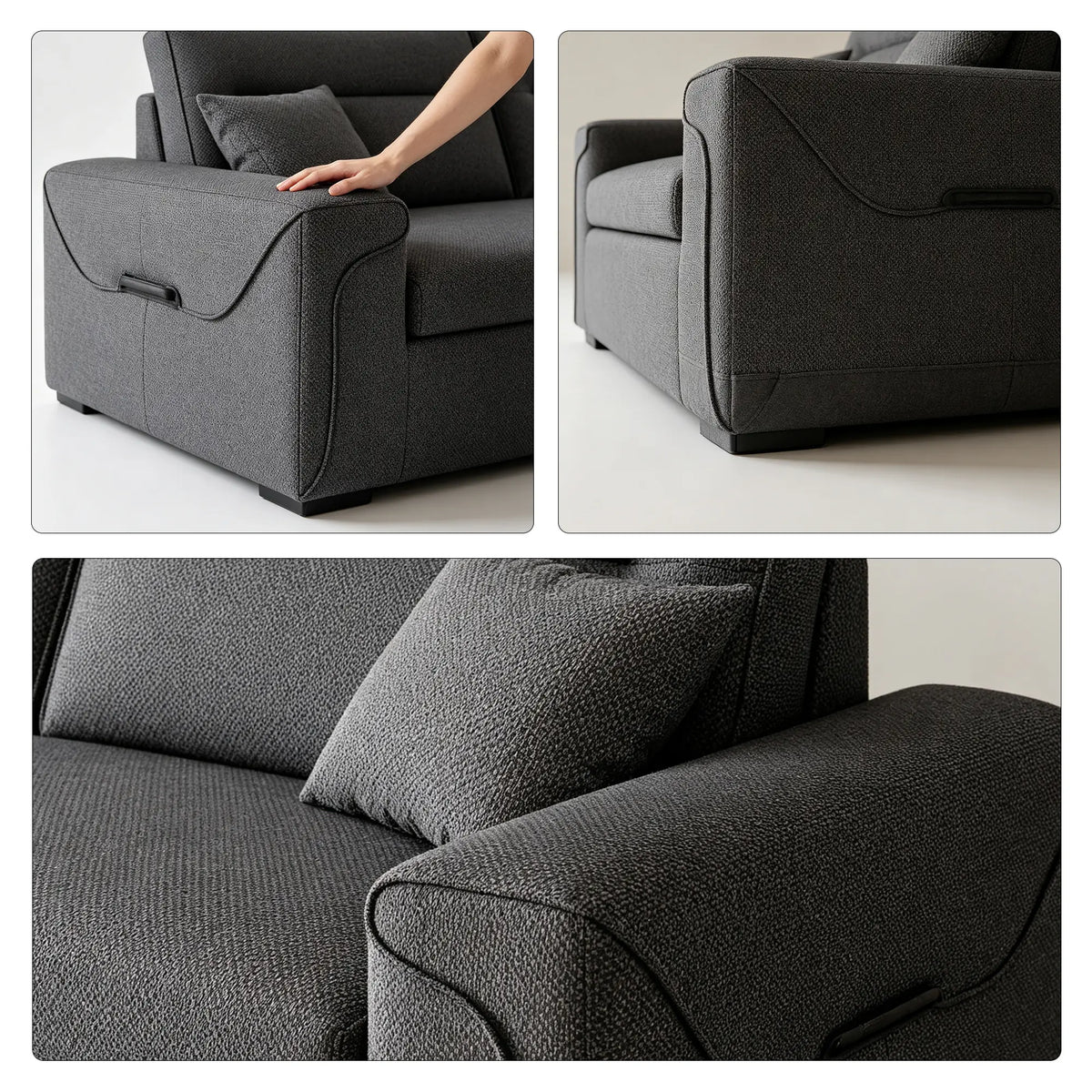 LIVARA Modern Fabric Sofa Cotton Linen Upholstery Latex Cushioning Solid Wood Frame 180/200cm for Living Room Apartment - Grey