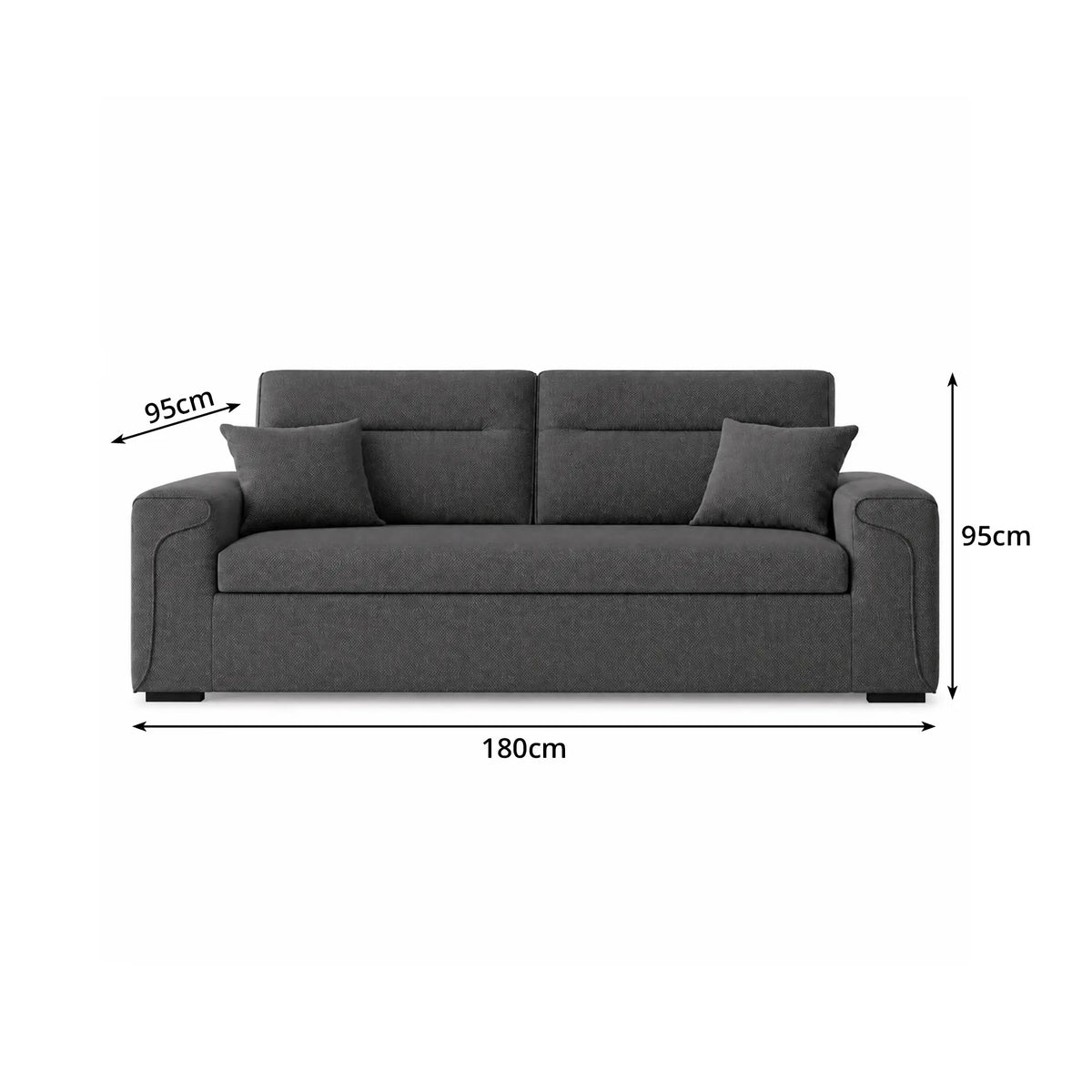 LIVARA Modern Fabric Sofa Cotton Linen Upholstery Latex Cushioning Solid Wood Frame 180/200cm for Living Room Apartment - Grey